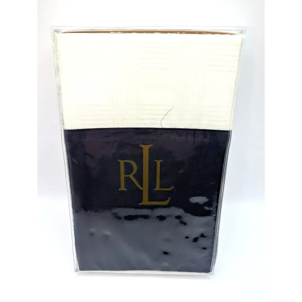 VTG Lauren Ralph Lauren Suite Two King Pillowcases Navy LS Glen Plaid 21x40 in